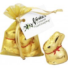 Organza Bag with Gold Lindt Bunny x2